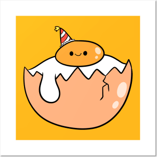 Egg Yolk with birthday hat Posters and Art